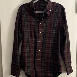 NWT Polo by Ralph Lauren Men’s Maroon Plaid Button-Down Shirt